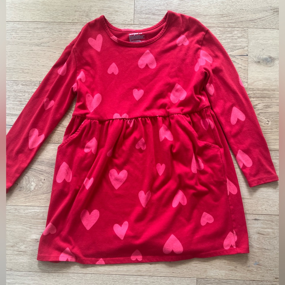 Cat & Jack Red Dress with Pink Hearts